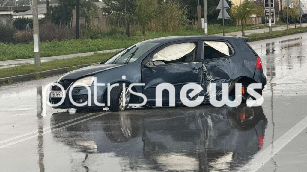 Πύργος: "Τρελή" πορεία ΙΧ που βρήκε από την εθνική οδό, χτύπησε σε κολώνα και ...επέστρεψε