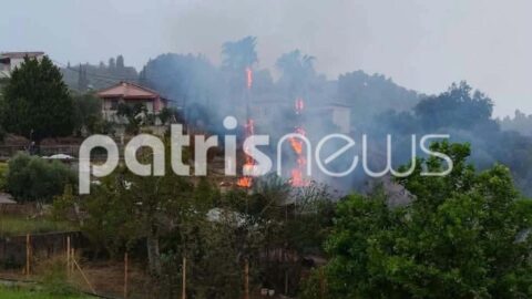 Φωτιά από κεραυνό στο Σμίλα – Η κακοκαιρία δείχνει τα δόντια της στην Ηλεία